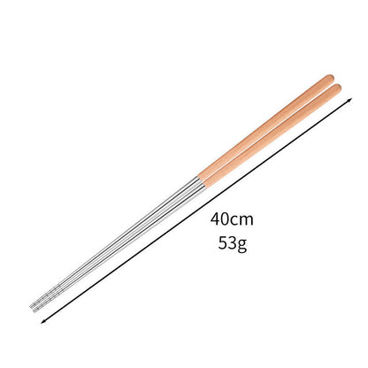 Practical Gifts - Extra-Long Non-Slip, Non-Scalded Wooden Handles Stainless Steel Chopsticks