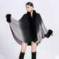 [Best Gift For Her] Gradient Color Faux Rabbit Fur Collar Shawl Cape