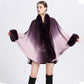 [Best Gift For Her] Gradient Color Faux Rabbit Fur Collar Shawl Cape