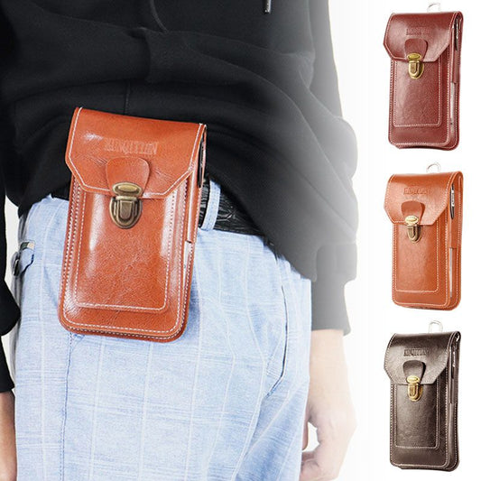 Great Gift! Men’s Large Capacity Leather Phone Bag