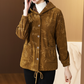 [Best Gift for Mom] Fashionable Botanical Print Soft Warm Hooded Coat