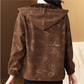 [Best Gift for Mom] Fashionable Botanical Print Soft Warm Hooded Coat