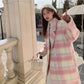 Woman’s Plaid Synthetic Wool Loose Fit Long Coat