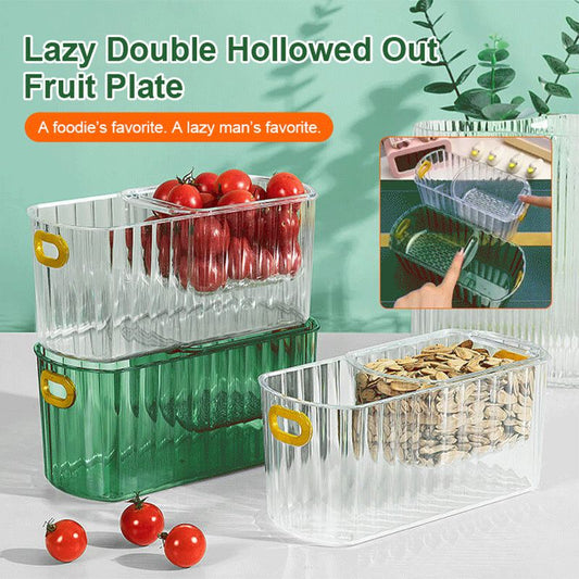 Lazy Double Layer Hollow Fruit Tray Snack Container