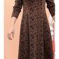 Gift Choice - Lapel V-neck Slim Fashion Long Sleeve A-line Dress