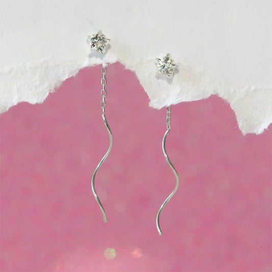 [Best Gift For Her] Crystal Star Wave Threader Earrings