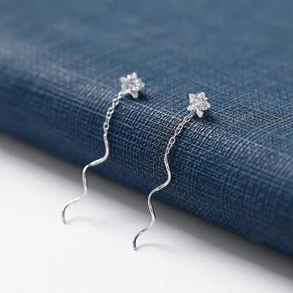 [Best Gift For Her] Crystal Star Wave Threader Earrings