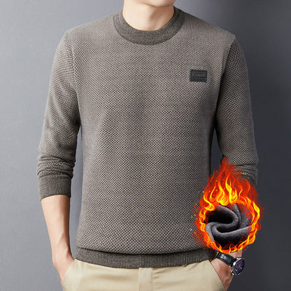 [warm gift] Men’s Thermal Crew-neck Jacquard Sweatshirt