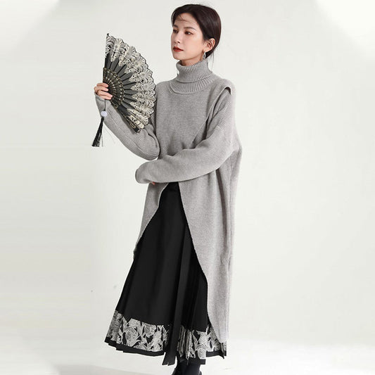 Ideal Gift - High Split Loose Long Knitted Sweater