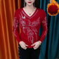 [Best Gift For Her] Women's V-Neck Plush Lined Warm Bottom Shirt