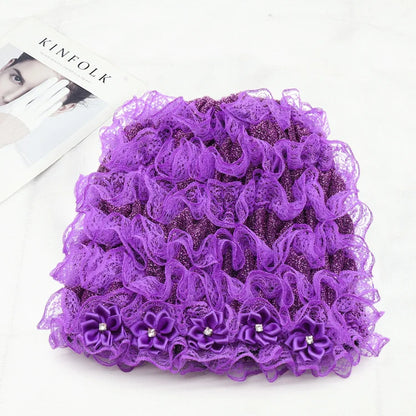 Small Flower Fashionable Grey Hair Coverage Cap