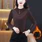 [warm gift] Women's Elegant Plush - lined Lace Bottom Shirt
