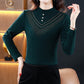 [warm gift] Women's Elegant Plush - lined Lace Bottom Shirt