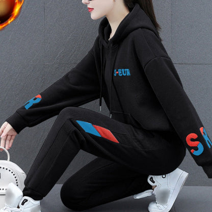 [Best Gift For Her] Hooded Thickened Warm Sports Sweatshirt Set