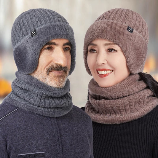 Winter Knitted Thermal Beanie Cap & Scarf