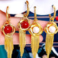 Spiral Wrapped Pearl Tassel Earrings