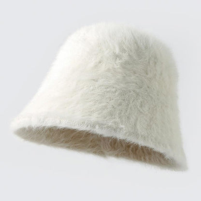 Faux Rabbit Fur Fisherman Hat Bucket Hat