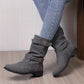 Women's Low Heel Buckle Boots
