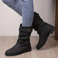 Women's Low Heel Buckle Boots