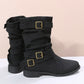 Women's Low Heel Buckle Boots
