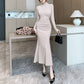 Women's Thermal Pleated Slim Fit Maxi Dress