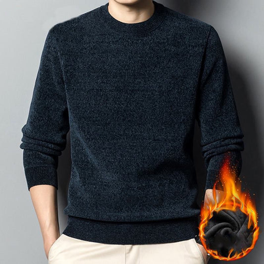 Nice Gift! Men’s Casual Round Neck Plush-lined Sweater