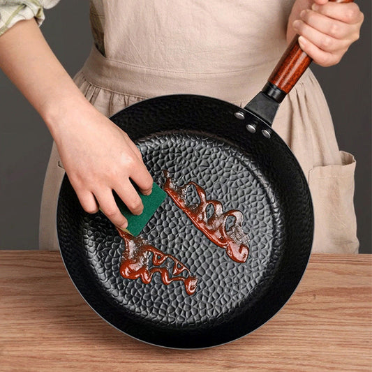 Uncoated Non -Sticking Iron Skillet Frying Pan