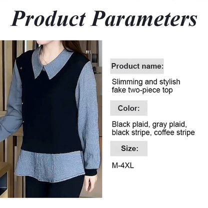Women's Chic Faux 2-Piece Shirt