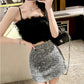 Shiny Sequined Mini Skirt