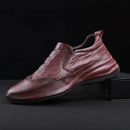 Men's Casual Breathable Crocodile Pattern Synthetic Leather Shoes