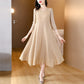 Midi Sleeve Pleated V-Neck Loose Dress