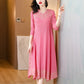 Midi Sleeve Pleated V-Neck Loose Dress